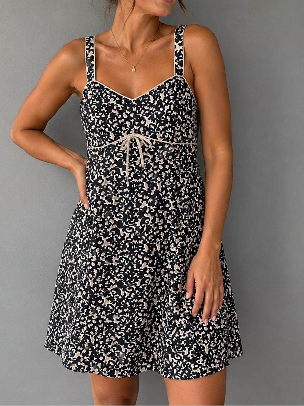 R&K Originals Black & Cream Print Sundress | Size 10